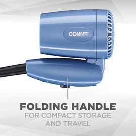 Conair Conair Travel Hair Dryer with Dual Voltage, 1600W Compact Hair Dryer with Folding Handle, Travel Blow Dryer