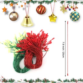 NQEUEPN 200 Uds Cuerdas para Colgar Adornos Navideños, Cordón a Presión para Adornos para Decoraciones Colgantes de Árboles de Navidad, Suministros para Fiestas (Rojo, Verde)