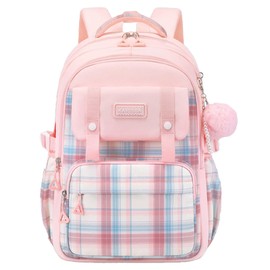 MININAI Cute College Laptop Backpack for Women Large Capacity Preppy Aesthetic Computer Bag Kawaii Pink Daypack with Pendant (Pink)