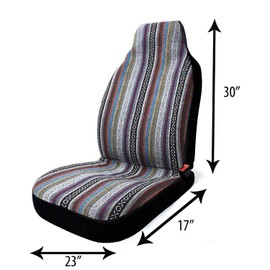 Universal Baja Inca Saddle Mexican Blanket High Back Seat Cover Set (Front High Back Seat Covers Pair & Shoulder Pad)