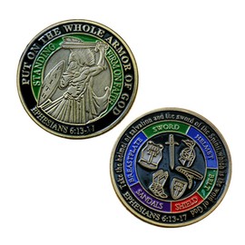Put On The Whole Armor of God EPHE 6:13-17 Enamel 3D Challenge Coin Collector's Medallion