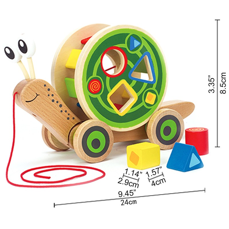 Hape Walk-A-Long Snail Pull Toy |Award Winning Toddler Wooden Push