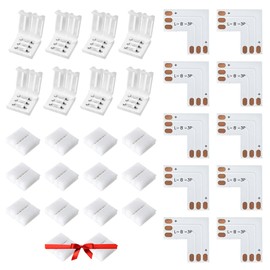 JACKYLED 8mm 3-Pin LED Connectors for LED Strip Lights, Total 22Pcs Corner Connectors Kit for Unwired Gapless Solderless Adapter Extension - 8mm 3pin 10 Pack