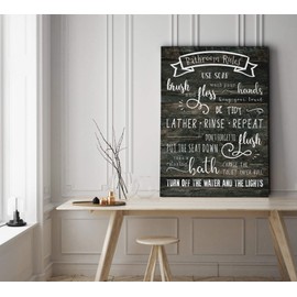 WEXFORD HOME Bathroom Rules Gallery Wrapped Wall Art, 24x32