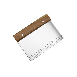 Stainless Steel Pastry Scraper Chopper - Dough Bench Scraper Pastry Cutter with Wood Handle and Measuring Marks, Multipurpose Kitchen Tool for Flat Top Griddle Grilling/Baking/Cooking