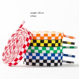 Borsgye 6 Pairs Mosaic Printed Flat Shoelaces Replacement Fashion Sneakers Shoe Laces Shoestring for Sneakers Shoe Laces Swap - 1.2M