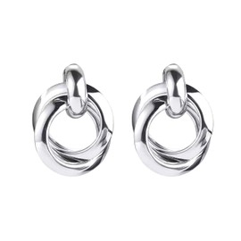Silver Plated Double Circle Knot Round Drop Earrings For Women(silver)