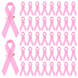 M METERXITY 200-Pack Pink Awareness Ribbons, Satin Ribbon with Safety Pins for Charity Public/Social Event/Party/Clothing Decoration, Hope Faith Awareness Lapel Brooch