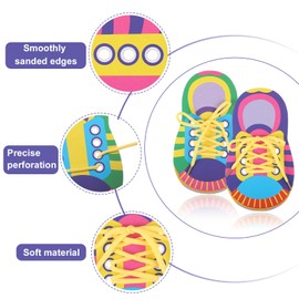2 Pcs Lacing Shoe Toy, Learn to Tie Shoelaces Kids, Threading Toys Shoelace Practice Board, Shoelace Practice Board, Learn to Tie Shoe Laces Kids, Assistive Early Educational Toy for Children 3-6