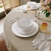 Yoshy 12-Piece White Embossed Mesh Bone China Dinnerware with Lightweight