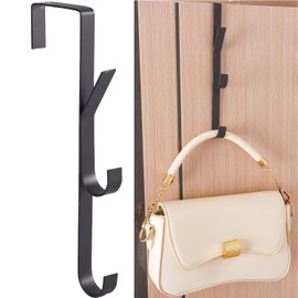 Ezranova 6 Hook Over The Door Hooks, Vertical Over The Door Towel Hook, Over The Hooks, Stainless Steel Over DoorHanger, 2 Packs Over DoorHooks for Towel and Clothes Hangers (Grey)