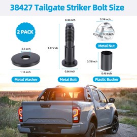 2 Pack Tailgate Striker Bolt with Nuts, 38427 Black Tailgate Latch Striker, OEM #11570162 Metal Tailgate Door Buckle Bolt Compatible with Chevy Avalanche Silverado 1500 2500 3500, GMC Sierra, Syocsek