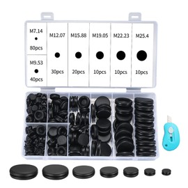 Pack of 200 Rubber Cable Grommets, Rubber Plugs Set, Blanking Plugs Rubber with 7 Sizes, O Ring Assortment for Protection of Wires, Plugs, Cable Holes (M7.14-M25.4)