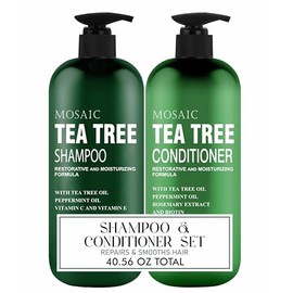 Juego de champú y acondicionador de árbol de té para el crecimiento del cabello, tratamientos para adelgazar la pérdida del cabello mujeres y hombres,