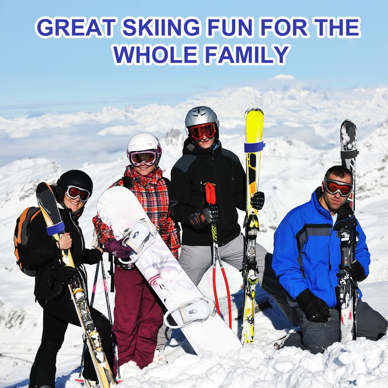 Pack of 8 Ski Fastening Straps, Adjustable Ski Straps for