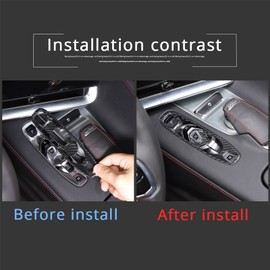 TOYCIDFG Car Center Console Gear Shift Button Panel Cover Trim for C8 Corvette Stingray 2020-2024, Carbon Fiber Button Frame Interior Decoration Accessories (Black)