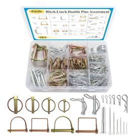 383 PCS Heavy Duty Pin Assortment Kit, Hitch Pins R Clip PIns/Hair Pins/Lynch Pins /PTO Pins/Clevis Pins/Cotter Pins for Trucks Trailers Tractors Mowers 3 Point Accessories, Farm,Lawn and Garden
