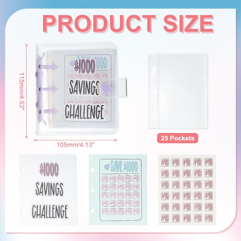 PATIKIL 1000 USD Savings Challenge Book with 25 Pages Budget