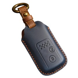 Kinotaka Honda Odyssey 2 Button Leather Key Case Step Wagon Fit Accord Elysion Insight CR-Z CR-V Stream Zest Life Exclusive Design Leather Key Holder, blue