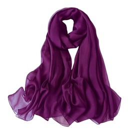 Lina & Lily Crinkled Chiffon Women's Scarf Shawl Wrap Spring Summer Sheer Silky Featherlight (Red-Violet)