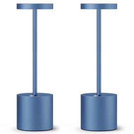 SAKRINGT 2 Pack Cordless Table Lamp Rechargeable,5000mAh Battery Powered Table Light, Dimming Portable LED Desk Lamp for Restaurant/Outdoor(Blue)