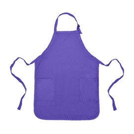 DALIX Apron Commercial Restaurant Home Bib Spun Poly Cotton Kitchen Aprons (2 Pockets) (1, Purple)
