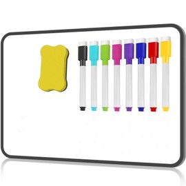 Dry Erase Whiteboard A4, Small Double Sided Magnetic Whiteboard, 21X30cm Dry Erase Mini Whiteboard with Black Border, 8 Water Based Pens and 1 Board Eraser for Schools, Homes, Offices, Classrooms,