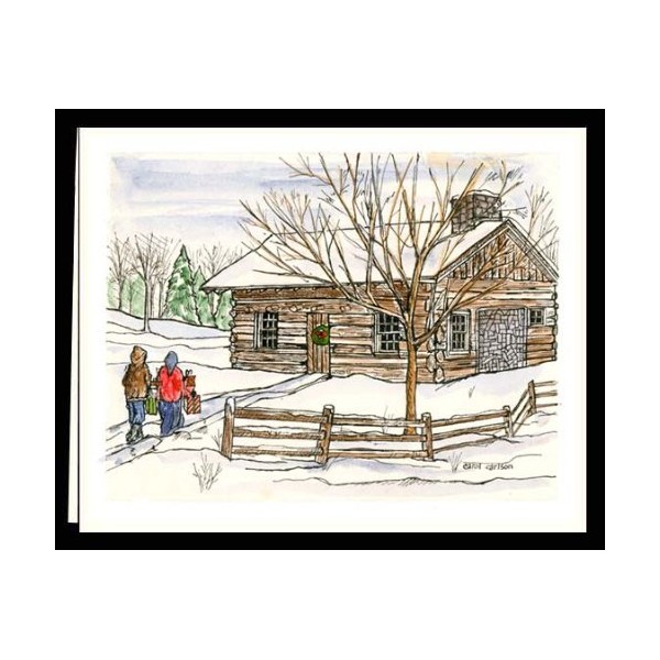 CHRISTMAS WINTER NOTE CARDS STATIONERY "BRINGING PRESENTS" SET OF 8