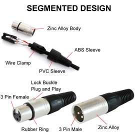 Greluma 12pcs 3 Pin XLR Connectors XLR Male Female Microphone Cable Connector Microphone Audio Jack