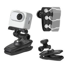 SHEAWA Clip Mount Holder Backpack Clip for DJI Osmo Action4, Osmo Pocket3, Insta 360 GO, 3S, GO3, X4, X3, GoPro Hero12/11, Magnetic Mount, 360 Degree Rotation, Ball Bed, 6 Magnets, Fits Various Action
