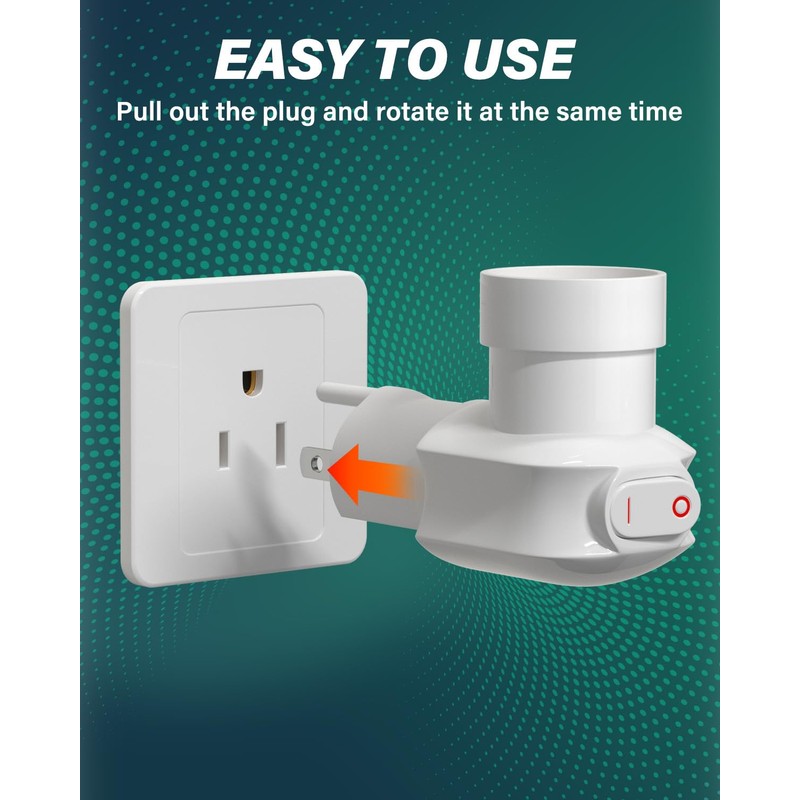 TobeBright 2 Pack Plug in Light Socket, 3-Prong Light Socket