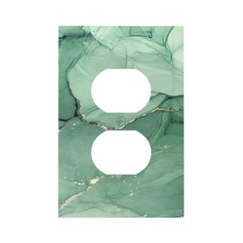 Annisrak Outlet Covers Simple Green Marble 1 Gang Duplex Wall Plate Decorative Switch Plates Electrical Receptacle Faceplate Light Switch Cover for living Room Office Decor