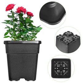 HOSTIC 9.8 Gallon Square Nursery Pots Flexible Plastic Pots for Plants Gallon Pot with Drainage Holes 5 Pcs