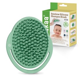 Haakaa Silicone Shampoo Brush - Cradle Cap Brush Comb - Baby Hair Scrubber - Scalp Massager for Newborns & Toddlers - 1pk-Pea Green