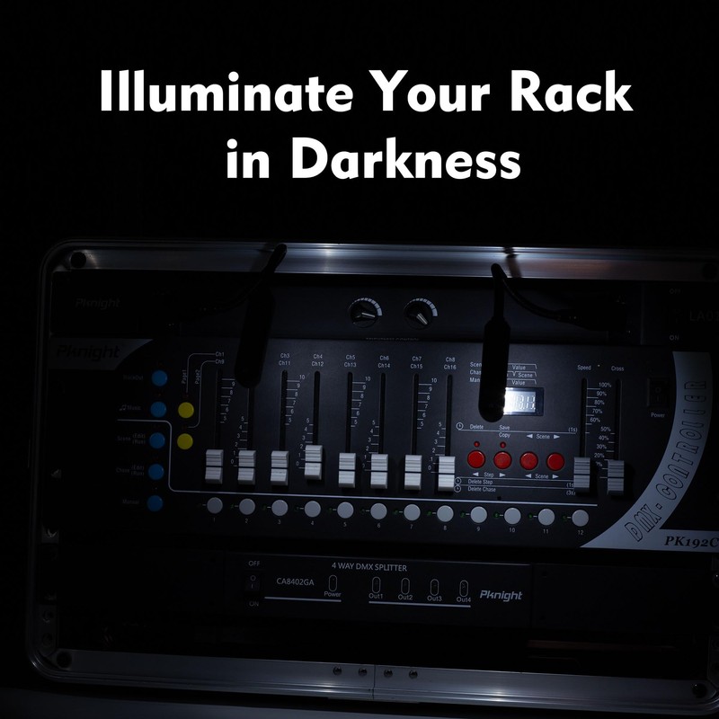 Rack Mount Gooseneck LED Light, 3 Dimmable Lamps, PowerCON Input,