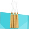 Gatuida 5pcs Hair Extension Loop Needle Threader Wooden Handle Hair