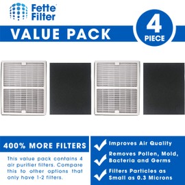 Fette Filter - 2 HEPA Filters & 2 Carbon Filters Compatible with Idylis Air Purifiers A Type. For Modeles IAP-10-100 Idylis IAP-10-150, AC-2119, IAF-H-100A.