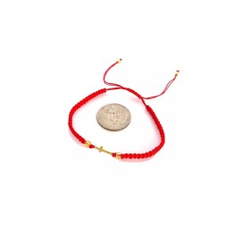 Red String Bracelet with Gold Plated Cross Adjustable Protection Pulsera Roja