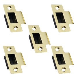 Strike Plate Polished Brass Latch Door Frame + Dust Box + Matching Screws (5)