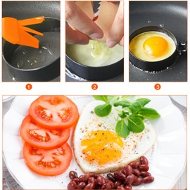 Pack of 2 Fried Egg Moulds, Stainless Steel, Egg Rings, Fried Egg Moulds, Non-Stick Omelette Mould with Handles, Fried Egg Moulds for Pan, Pancake Mould for Fried Eggs, Omelets, Sandwiches, Egg Shaper