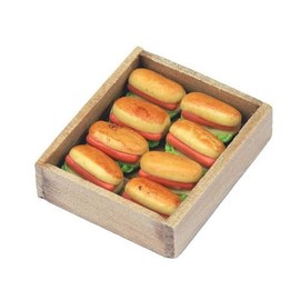 MyTinyWorld Dolls House Miniature Hot Dogs In A Wooden Tray