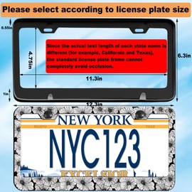 2-Pack Black and White Floral License Plate Frames, 2 Holes Flower Art Aluminum License Plate Holder for Women Man,Funny License Plate Cover fits US Vehicles with Keychain Wrist Lanyard
