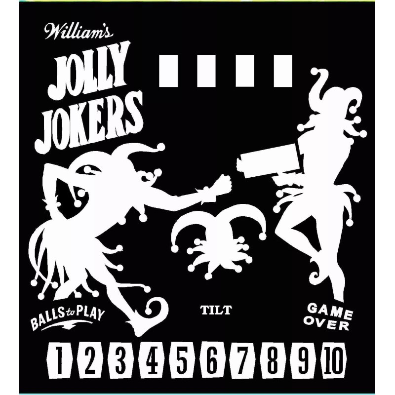Williams Jolly Jokers Pinball Machine Replacement Translite