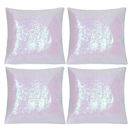SquarePie Sequin Pillow Covers,18''x18'' Set of 4 Iridescent Decorative Pillowcases,Sparking Square Throw Cushion Cases for Bed Couch Sofa Home Decor