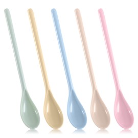 5pcs Long Handle Mixing Spoon 7.2 Inch Colorful Coffee Stirring Spoons Melamine Plastic Latte Machiatto Stirring Longdrink Spoons Long Teaspoons for Tall Iced Tea Sundae Cocktail