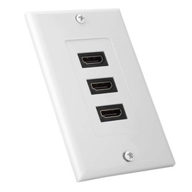 Bewinner 3-Port HDMI Wall Plate with Adapter, ABS Wall Mount Panel for Home Theater & Wiring – Durable Flush Mount HDMI Interface for TV Installation & Cable Management