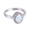 KELITCH Synthetic Opal Silver Ring, Handamde Egg Round Ring for