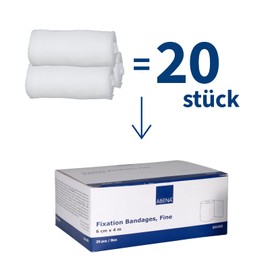 ABENA Fixation Bandages, 4 m x 6 cm, Pack of 20, White, Fine Mesh, Elastic, Latex-Free, Non-Sterile