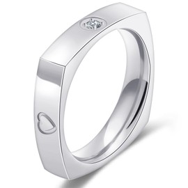 Love Friendship Ring Heart Squared Ring for Women Men:18k Gold Silver Plated Set Cubic Zirconia Stainless Steel Statement Promise Couples Engagement Ring Wedding Bands Fashion Jewelry Valentine's Day