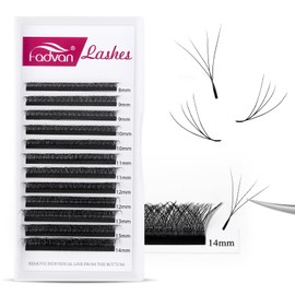 FADVAN Wimpernverlängerung 4D W Wimpernbündel 0.07C Lockige Mischung 8-14mm Wimpern W Volumen Russische vorgefertigte professionelle Wimpern W Form Wimpernverlängerung vorgefertigter Ventilator